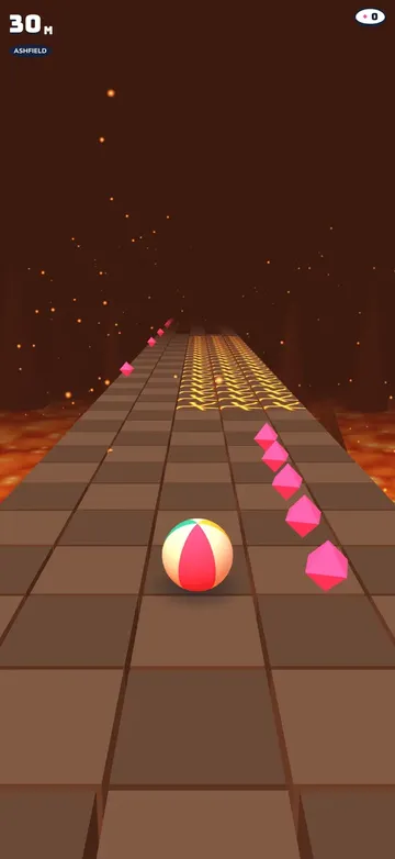 SkySpin 3D Lava world: a stone track over a lava sea with gems ahead